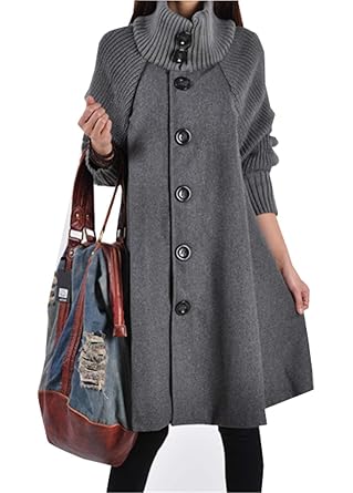 Amazon ユケ二ー 着痩せ ニットワンピース マント ポンチョコート