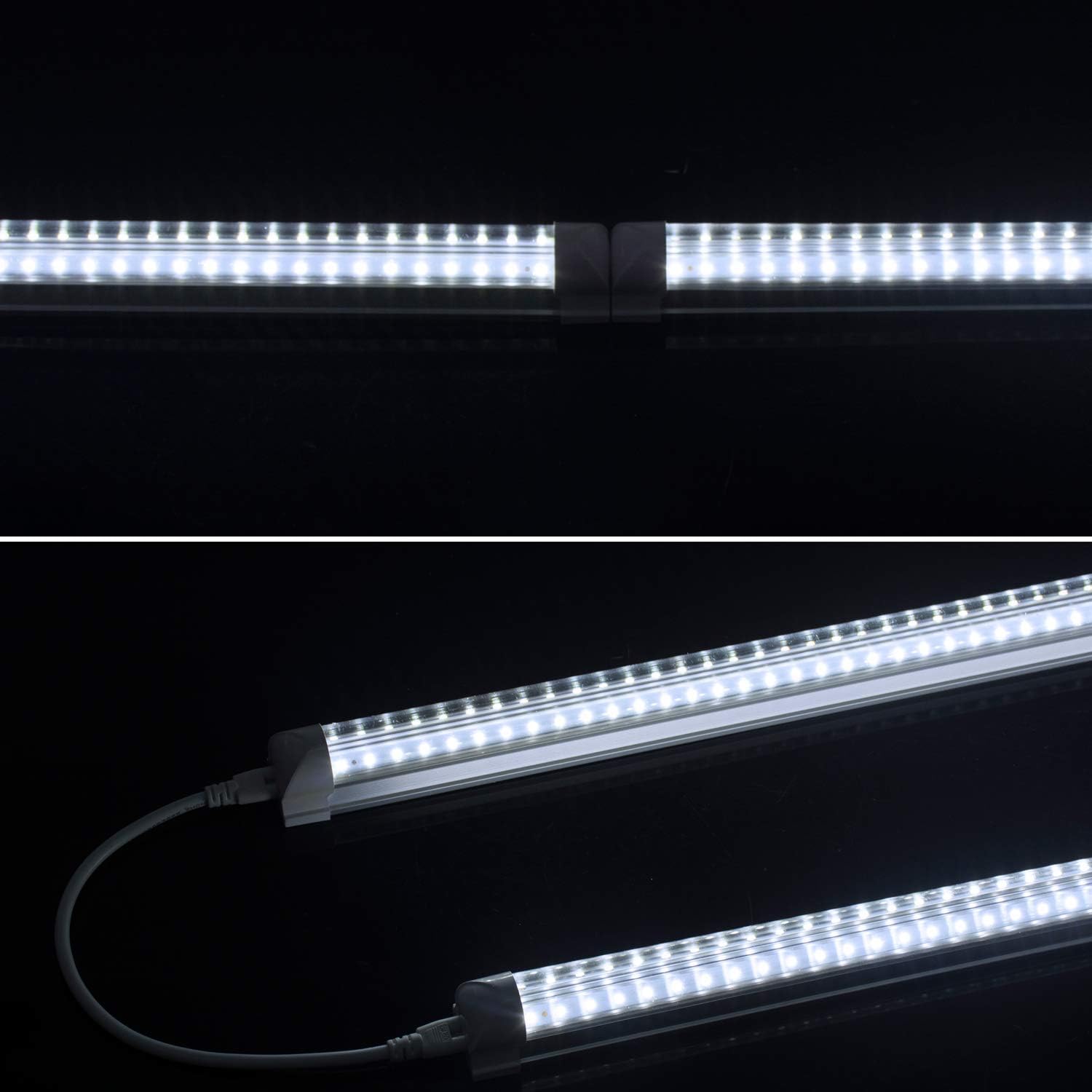 T8 LED Light Fixture -2FT 1680lm 14W Under Cabinet Lighting, 6500k White, Ceiling and Utility Shop Light, Corded Electric with Built-in ON/Off Switch (Pack of 2) - - 