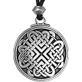 Pewter Celtic Love Knot Necklace - Woven Heart Pendant (1.25" Diameter)