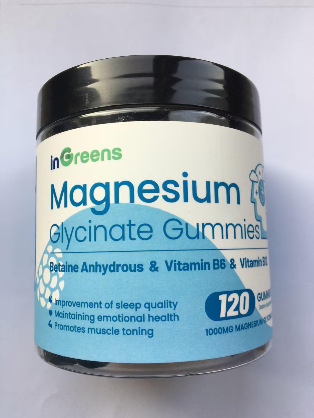 inGreens 1000mg High Absorption Magnesium Glycinate Gummies for Adults & Kids - Chewable Magnesium Supplement for Calm, Sleep, Muscle Relief, Nerve Support - 120 Gummies, 60 Day Supply
