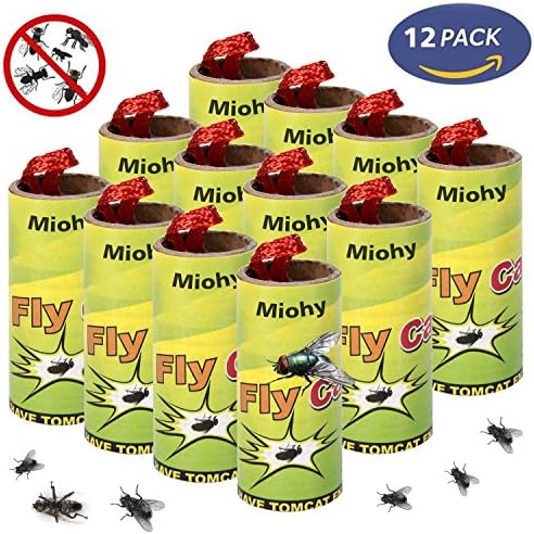 Miohy Fly Paper Strips,Fly Trap, Fly Catcher Trap, Fly Ribbon, Fly Bait Victor Fly Bait -Set of 3 Card,12 PCS