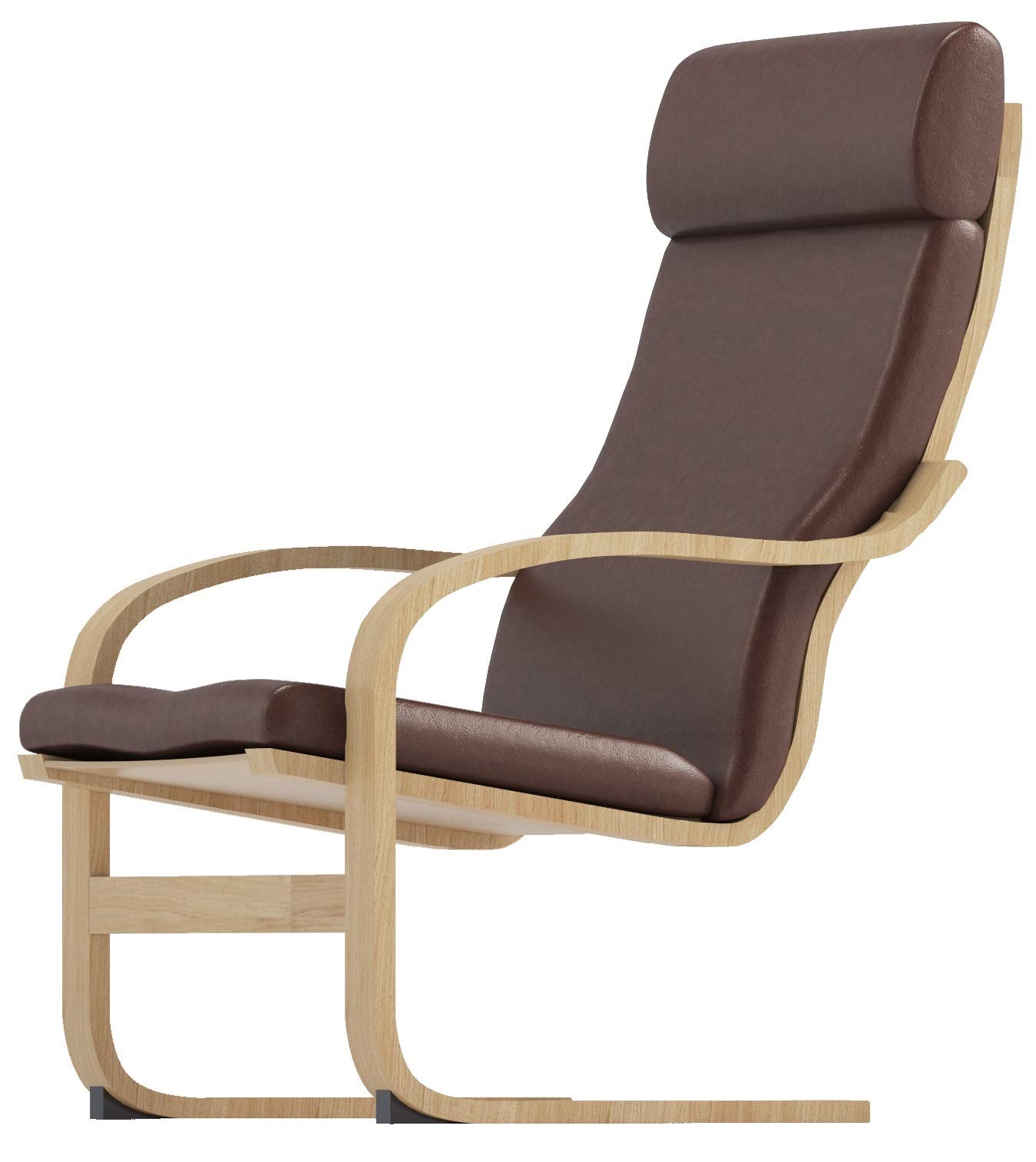 Photo 1 of Durable Pu Leather Cotton Chair Replacement Cover Made Compatible with IKEA Poang Armchair. Slipcover Only. Chair is Not Included. (A Head PU Leather Brown)