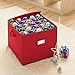 Tiny Tim Totes Christmas Storage Box with Zip Top, Large Ornaments storage box, holds up to 75 ornaments, Red