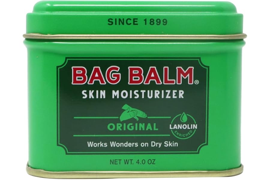 Bag Balm Vermont’s Original Skin Moisturizer – Full Body Hydrating Skin Care: Dry Hands, Lips, Face, Feet & More – Unscented, Cruelty & Paraben Free – Day & Night, Men & Women (4oz Tin, Made in USA)