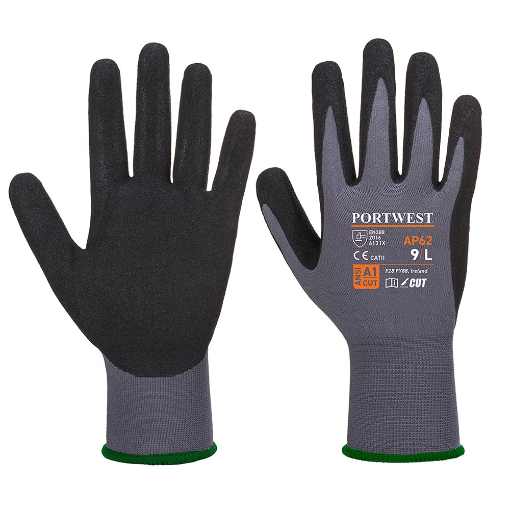 Portwest AP62 Dermiflex Aqua Glove Grey/Black, Small