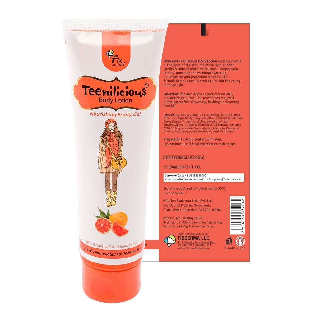 Teenilicious Girls Body Lotion Cream Gel For Dry Skin With Hyaluronic Acid, Vanilla & Grapefruit, 5.29 Oz