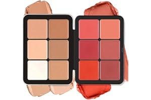 12 Colors 2 in 1 Matte Cream Blush and Concealer Palette - Long-Wearing, Smudge Proof, Natural-Looking, Blendable Face Makeup