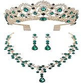 Holibanna Bridal Crown Necklace Earring Set Water Rhinestone Jewelry Wedding Dress Accessories Party Costume for Women Stylish Wedding Jewelry