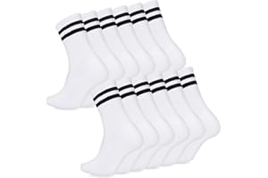 6 Pairs Crew Socks Women, Breathable Cotton White Socks for Women, Stylish Coloful Stripe Sock Women 5-8, Comfortable Soft Tu