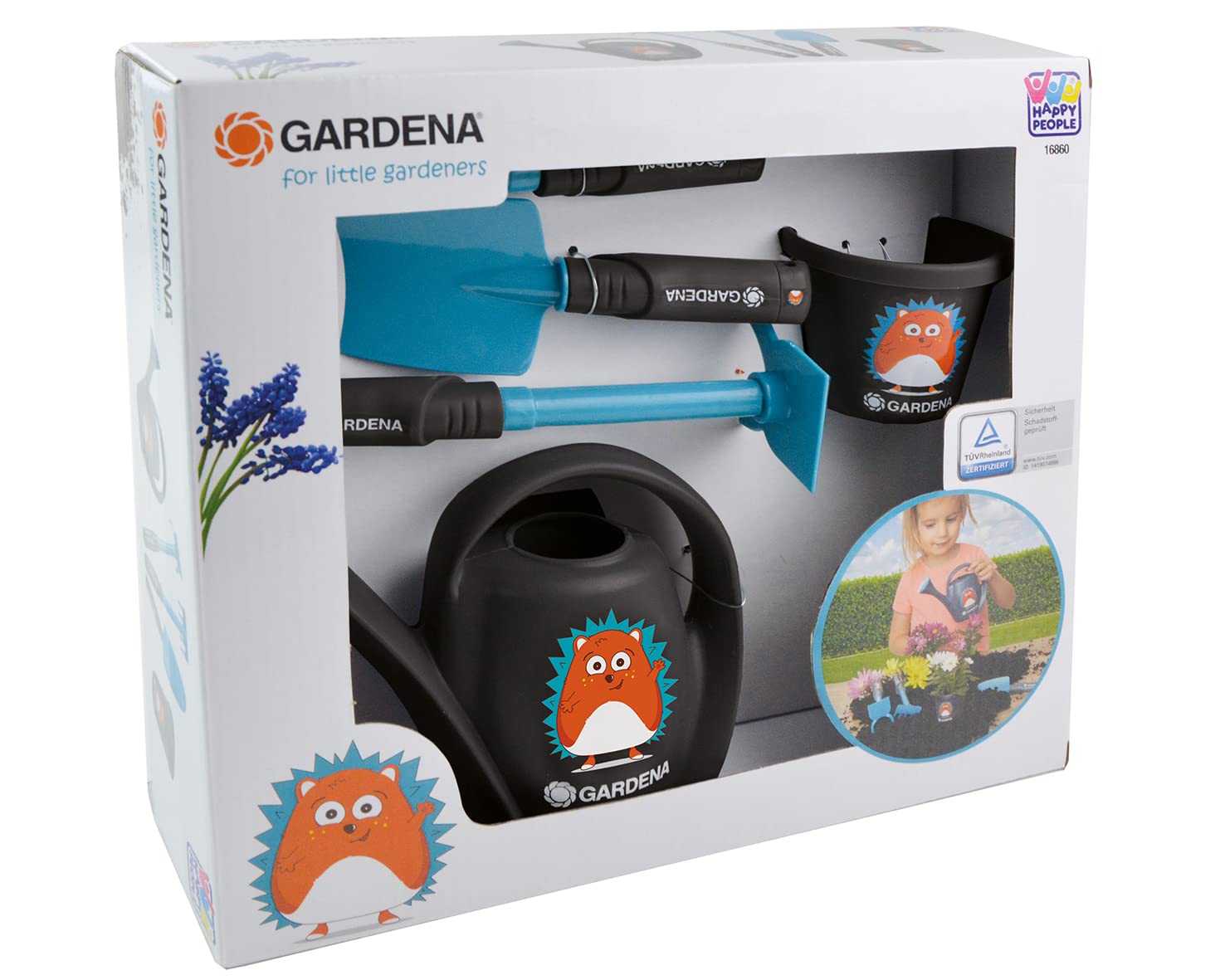 Happy People Gardena 16860 Starter Set from 3 Years with Rake, Shovel, Watering Can and Bucket for Gardening, Perfect for Children's Hands