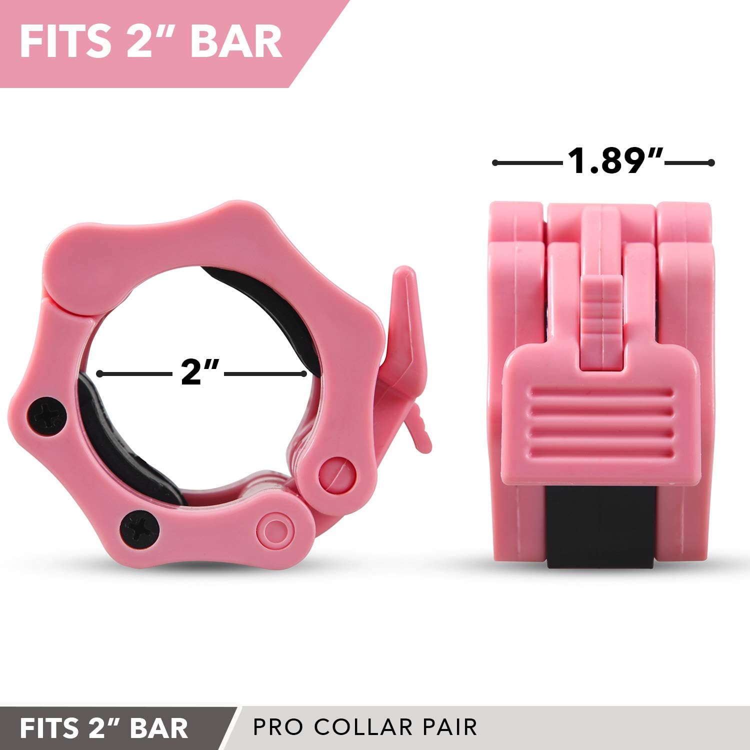 Quick-Release Safety Collars 2 inch, Set of 2- PINK – By Day 1 Fitness, Weight Locking Clips for Olympic Weightlifting 2” Bars - Heavy-Duty 2-inch Plate Clamps for Powerlifting, Strength Training : Sports & Outdoors