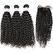 Virgin Curly Hair Bundles with Closure 8A Unprocessed Virgin Brazilian Human Hair Weave 3 Bundles Kinkys Curly Hair Bundles with Closure(20 22 24+18)