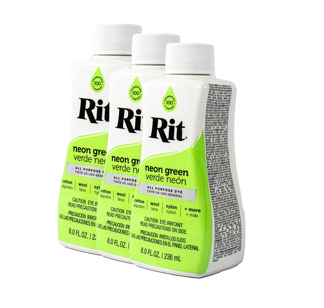 Rit Dye Liquid 236ml Neon Green Pack of Three