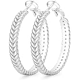 PABBEU Sterling Silver Hoop Earrings, 925 Sterling Silver Hoops Earrings for Women, Lightweight Silvers Hoops Earrings, Hypoallergenic Large Silvers Hoop Earrings for Women Gift 30/40/50MM