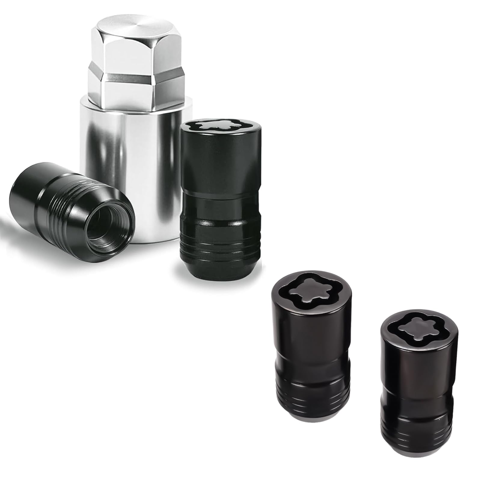 Photo 1 of 24216 Wheel Locks Lug Nuts M14 x 1.50 Compatible with Acura MDX/Cadillac Escalade/Ford Explorer/Chevrolet Silverado/Toyota Tundra/Dodge RAM & More 13/16" Hex Key Cone Seat Alloy Wheel Lock Set