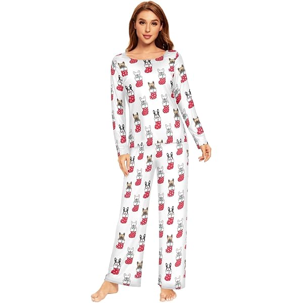 JHKKU Cute Ladybug Hearts Pajamas Set for Women's Long