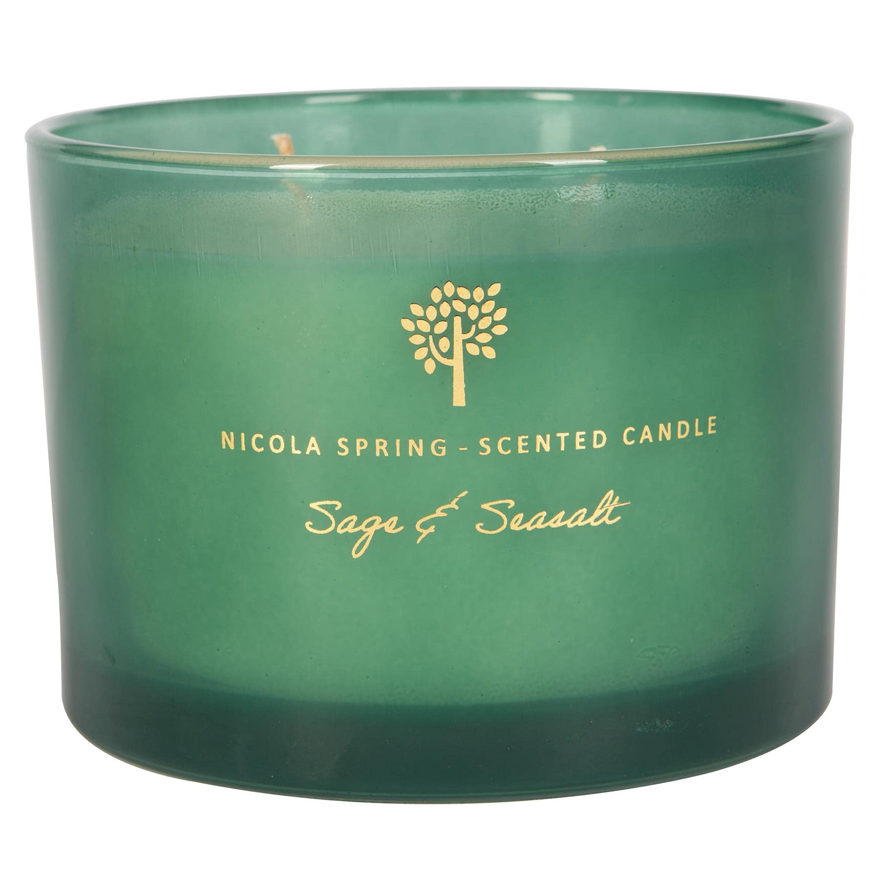 Nicola Spring Sage & Seasalt Scented Candle - 350g - 38 Hour Burning Time Natural Soy Wax Double Wick Candles Relaxing Fragrance Aromatherapy Gift Set
