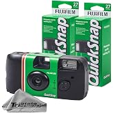 Fujifilm QuickSnap Flash 400 Disposable 35 mm Camera &ndash; ISO 400, 27 Exposures, Built-in Flash, 2-Pack + Microfiber Cleaning Cloth