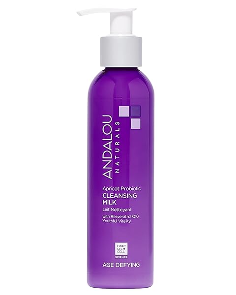 ANDALOU NATURALS AGE DEFYING APRICOT PROBIOTIC CLEANSING MILK | GENTLE DAILY HYDRATING FACE CLEANSER FOR DRY, DEHYDRATED SKIN| WITH FRUIT STEM CELL COMPLEX | 6 FL OZ