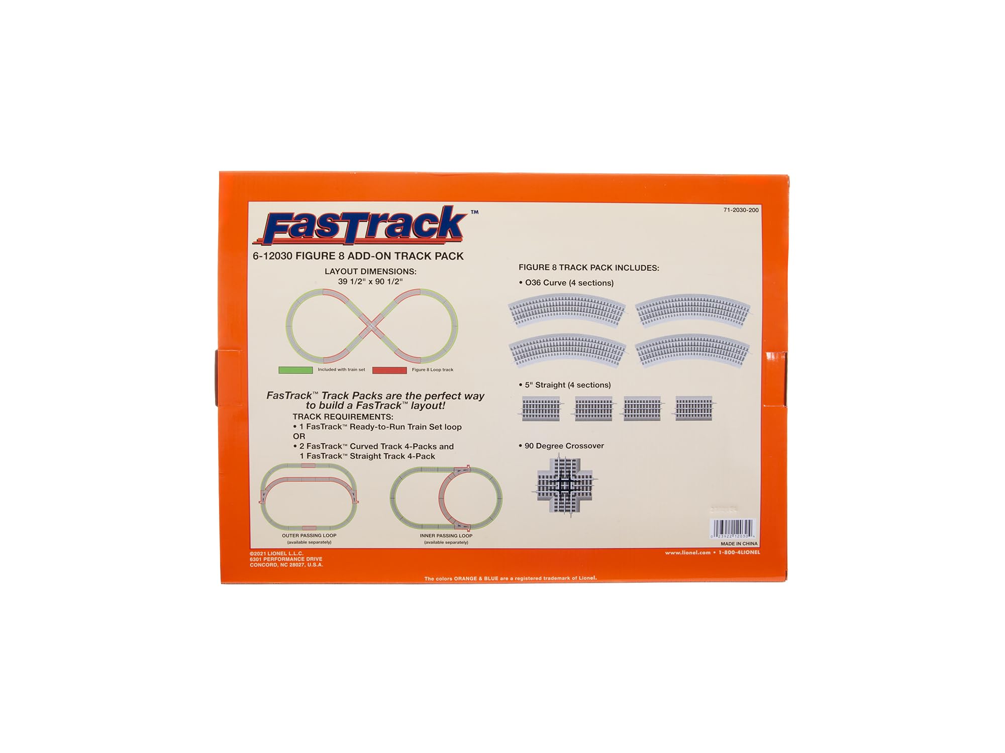 Lionel FasTrack Figure-8 Add-On Track Pack, Electric O Gauge