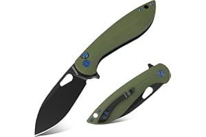 FINTISO Pocket Knife, 3.1" Premium 14C28N Blade Folding Knife with Button Lock, EDC Knife with G10 Handle for Camping, Hunting, Survival, Best Gift for Men Women