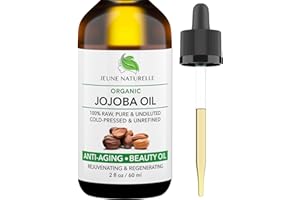 Jeune Naturelle Jojoba Oil Organic Cold Pressed - 100% Pure, Raw, Virgin, Undiluted, Unrefined - Ideal for Hair, for Skin, for Hair Growth, 2 oz
