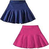 DREAM BUS 2 Pack Girl Pleated Skirts Built in Shorts Little Kid Tennis Skorts Toddler Girl Athletic Flowy Skorts Skirts
