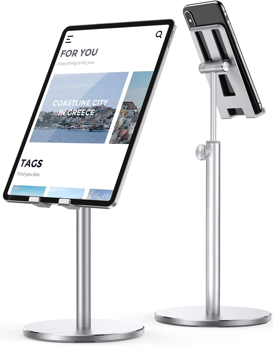 LISEN Tablet Stand, Upgraded Stable iPad Stand Holder All Aluminum Alloy, Angle Height Adjustable iPad Holder for Desk Case Friendly for 4.7"-12.9" Phones/iPad/Tablets/Switchs/Kindles/eBook Reader: Electronics