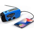 Upgraded Emergency Solar Weather Radio Hurricane Supplies Earthquake Kit Hand Crank Self Powered AM/FM/WB NOAA Wind up Survival Radios LED Flashlight 2000mAh Power Bank for iPhone Smart Phone （Blue）