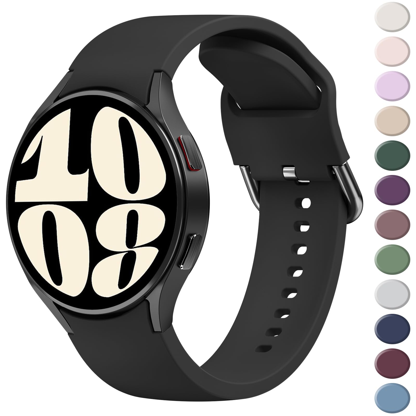 AK for Samsung Galaxy Watch 6 Band 40mm 44mm / Galaxy Watch 6 Classic Bands 43mm 47mm, 20mm Soft Silicone No Gap Sport Band Adjustable Replacement Strap for Galaxy Watch 6 Band Women Men (Black)