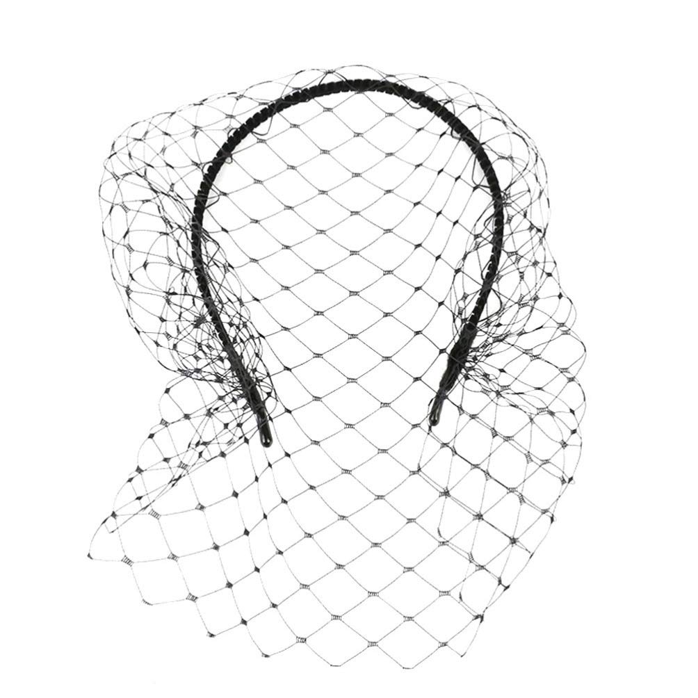 Headband with Black Veil Fascinator Headband Hair Accessories for Ladies Girls 1Pc