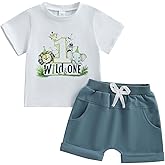 WZTYYDS Baby Boy First Birthday Outfit Number Animal Print Short Sleeve Tops & Shorts Sets 1st Birthday Outfit Summer Clothes