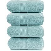 Maisonette Loft Egyptian Cotton Turkish Bath Towels, Soft, Absorbent, Ideal Quick Dry Large Luxury Bath Towel Set for Shower (30" x 58", 4 Pack), Turquoise