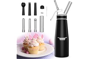 Whipped Cream Dispenser Durable Aluminum Whip Cream Canister with 3 Stainless Steel Decorating Nozzles 1 Aluminum Charger Hol