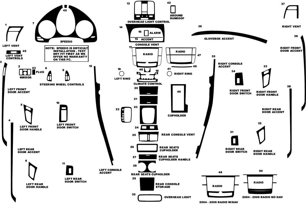 Rvinyl Rdash Dash Kit Decal Trim for Acura TL 2004-2008 - Snake Skin (Black)