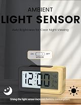aboveClock Digital Alarm Clock Beech Wood Bedside Clock Large LCD Temperature 3 view 6
