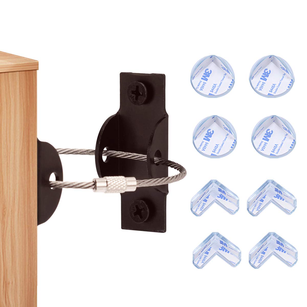 Furniture Anchors and 8 Corner Protector for Baby Proofing
