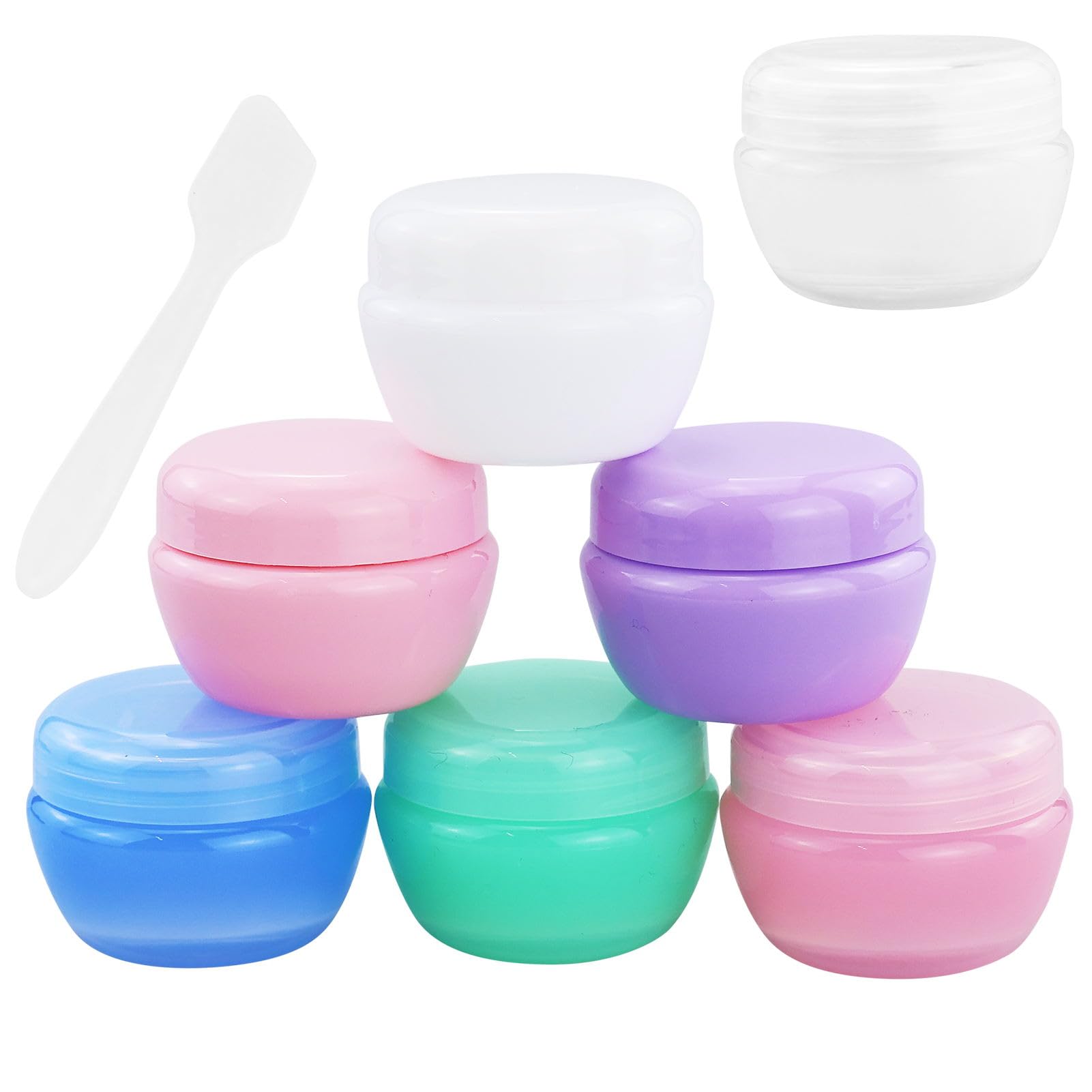 Travel Containers for Toiletries, 7 Pcs 20g Cream Jars with Lids Travel Bottles, Clear Cosmetic Pots Wide-Mouth Leakproof Small Plastic Containers for Makeup Beauty Products Face