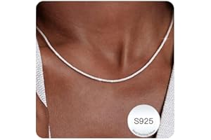 ZHESHY 925 Sterling Silver Necklace for Women Dainty 925 Silver Chain Necklace Thin Sturdy Popcorn Chain Singapore Chain Box 