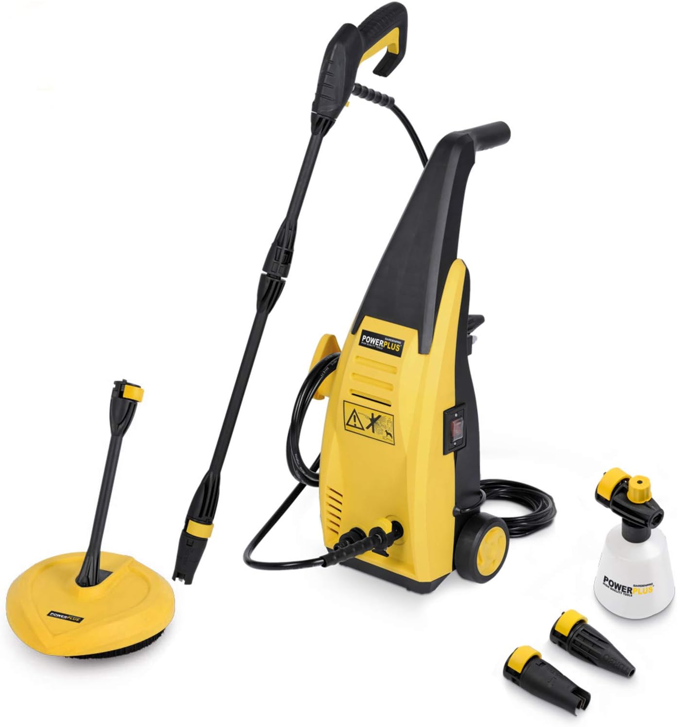 Powerplus Outdoor Garden 105 Bar 1500 Watt Power Pressure Washer with Accessories & Patio