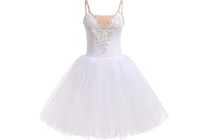 IBAKOM Ballet Leotard for Women Swan Lake Costume Floral Print Professional Ballerina Tulle Tutu Dance Dress