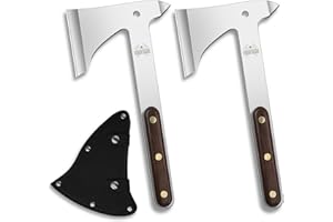 THRWCLUB Throwing Axes 2 Pack Set, 10.2" Throwing Axes and Tomahawks Full Tang Stainless Steel with Woodle Handle and Nylon Sheaths, Perfect for Axe Throwing Game, Competition and Recreation