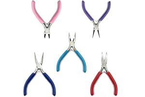 BAYIDUN Jewelry Pliers Set, 5pcs Pliers for Jewelry Making, Include Round Nose Pliers/Chain Nose Pliers/Bent Nose Pliers/Needle Nose Pliers/Wire Cutting Pliers for Craft Jewelry Making Repair Tool Pliers