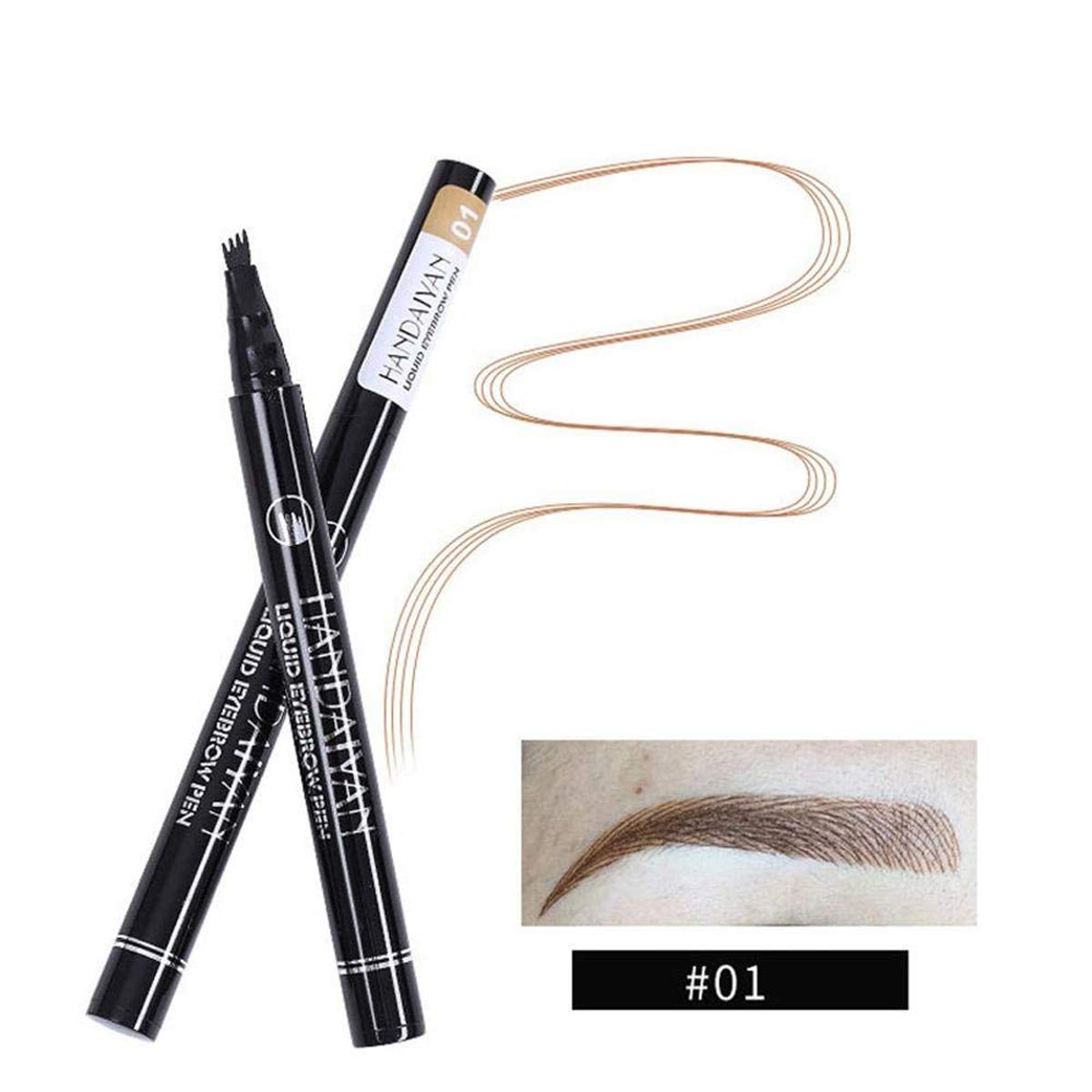 Produktbild von 2 Stück Magischer Microblading Augenbrauenstift - 4 Mikrogabelspitzen Wasserfest Dunkelbraun