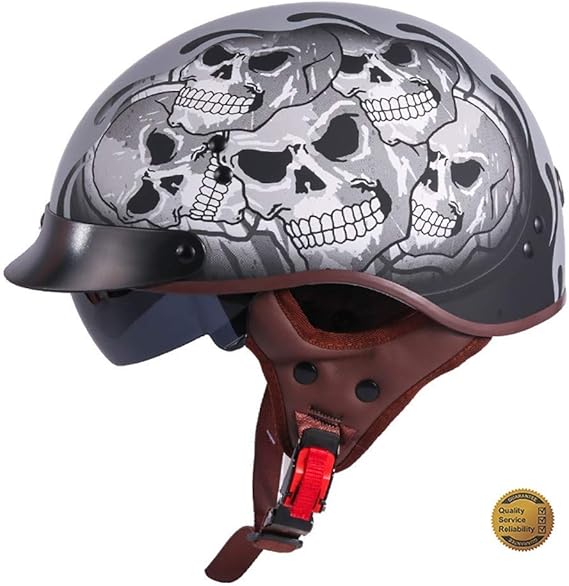 MOMAMO Motorradhelm, Helmet Retro Bobber Biker JetHelm Moto