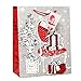 12 Merry Christmas Gift Bags Bulk 4 Large 4 Medium 4 Small Silver and Red Elegant Pop Up 3D Glitter and Foil Design with Handles and Tags for Kids Women Classroom Holiday Wrapping Party Favors Toys