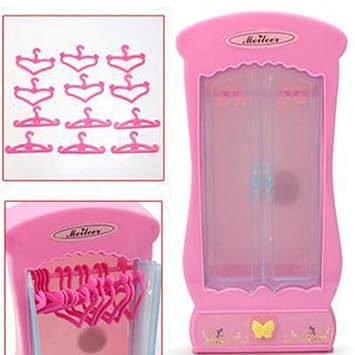 Thboxes Pink Closet Wardrobe Coat Hangers for 30CM Doll Girls Toy Furniture Accessories Gifts