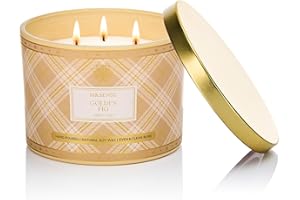 M&SENSE Plaid Pattern 3 Wick Soy Candles,11.64 oz Large Golden Fig Scent Candle for Relaxation, Gifting, Home Décor | for Bedroom, Office, Party