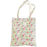 Kehpish Cotton Canvas Tote Bag Reusable Soft Grocery Cloth Bag Floral Shoulder Bag for Beach Travel Shopping