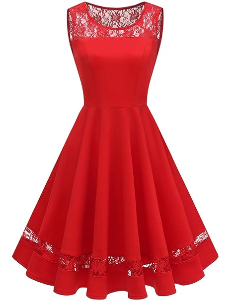 GardenWed 1950er Vintage Rockabilly Kleider Damen Retro Spitzenkleid Cocktailkleid Abendkleid